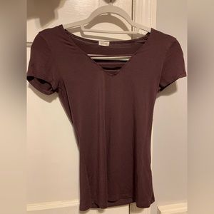 Garage Maroon Top with Detailed Neckline